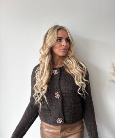 Flower button gilet long sleeve