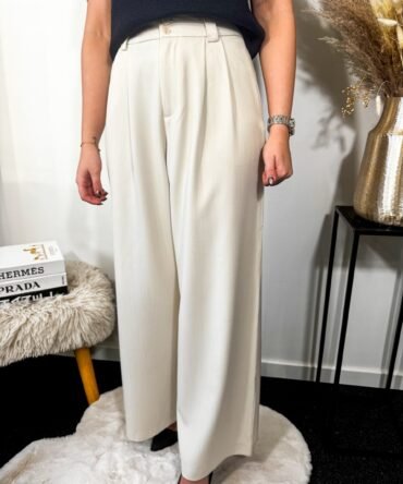 White High Waist Wide Leg Trousers