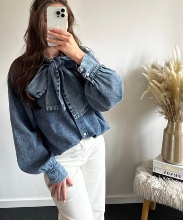 Parisian Denim Bow Blouse