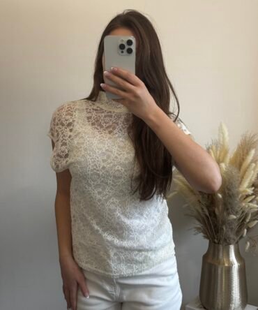 Ivory Lace High Neck Top