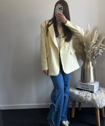 Blue Wide Leg Ankle Bow Jeans