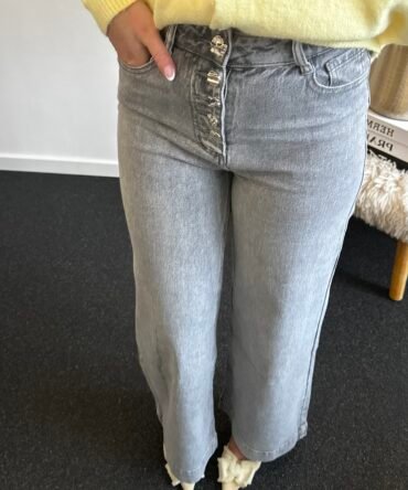 Grey Vintage Button Jeans