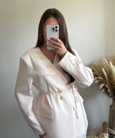 Chic Tie Blazer Soft Pink