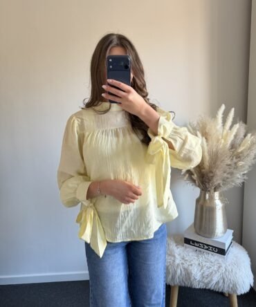 Amélie Bow Sleeve Blouse - Butter Yellow