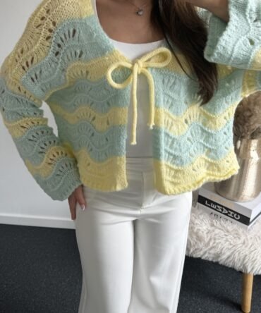 Soft Waves Cardigan - Mint&Yellow