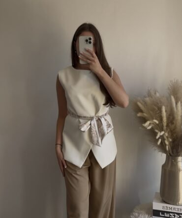 Ivory Crossed Blazer Top