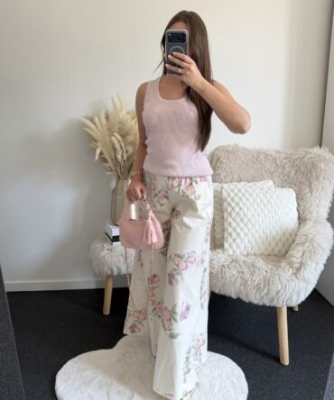 Rose Bloom Wide Leg Pants