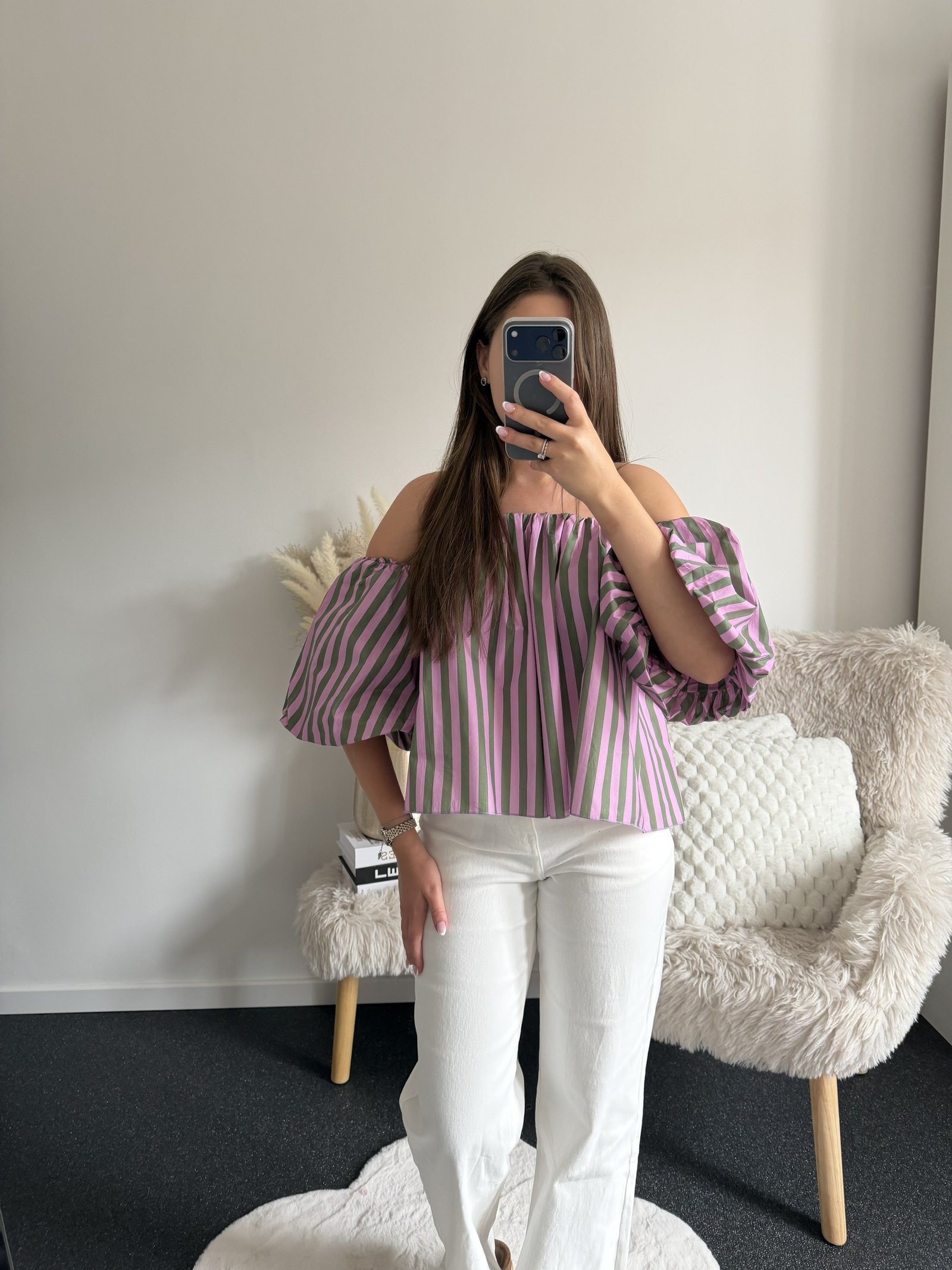 Balloon Sleeve Stripe Top - Afbeelding 2