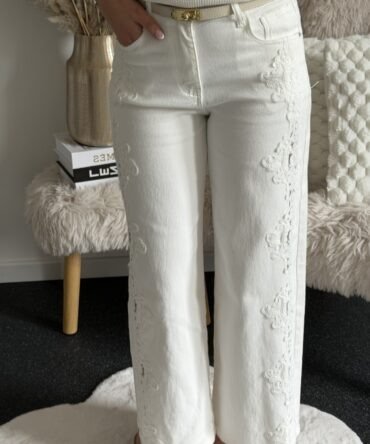 White Side Lace Detail Jeans