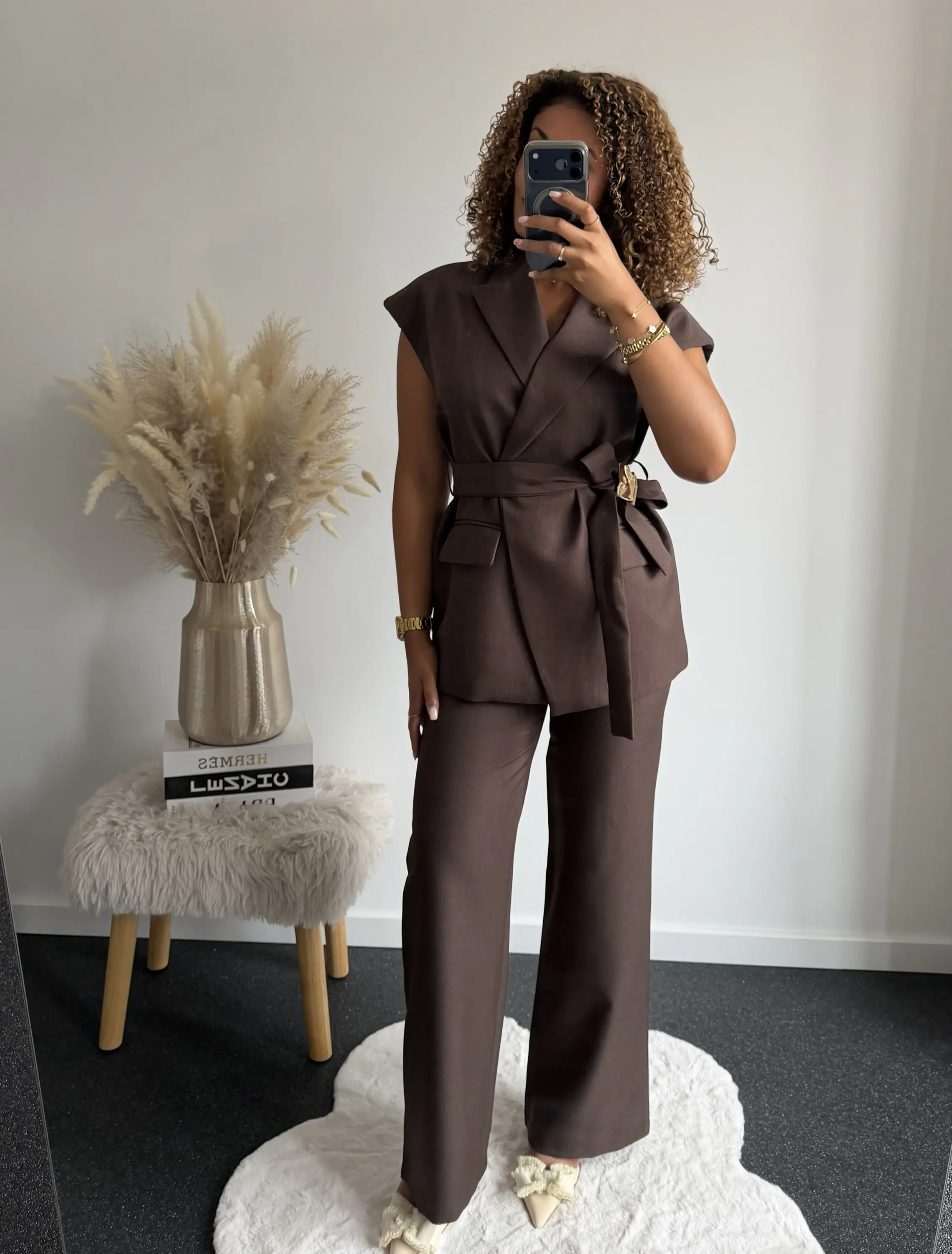 Brown Straight Leg Trousers