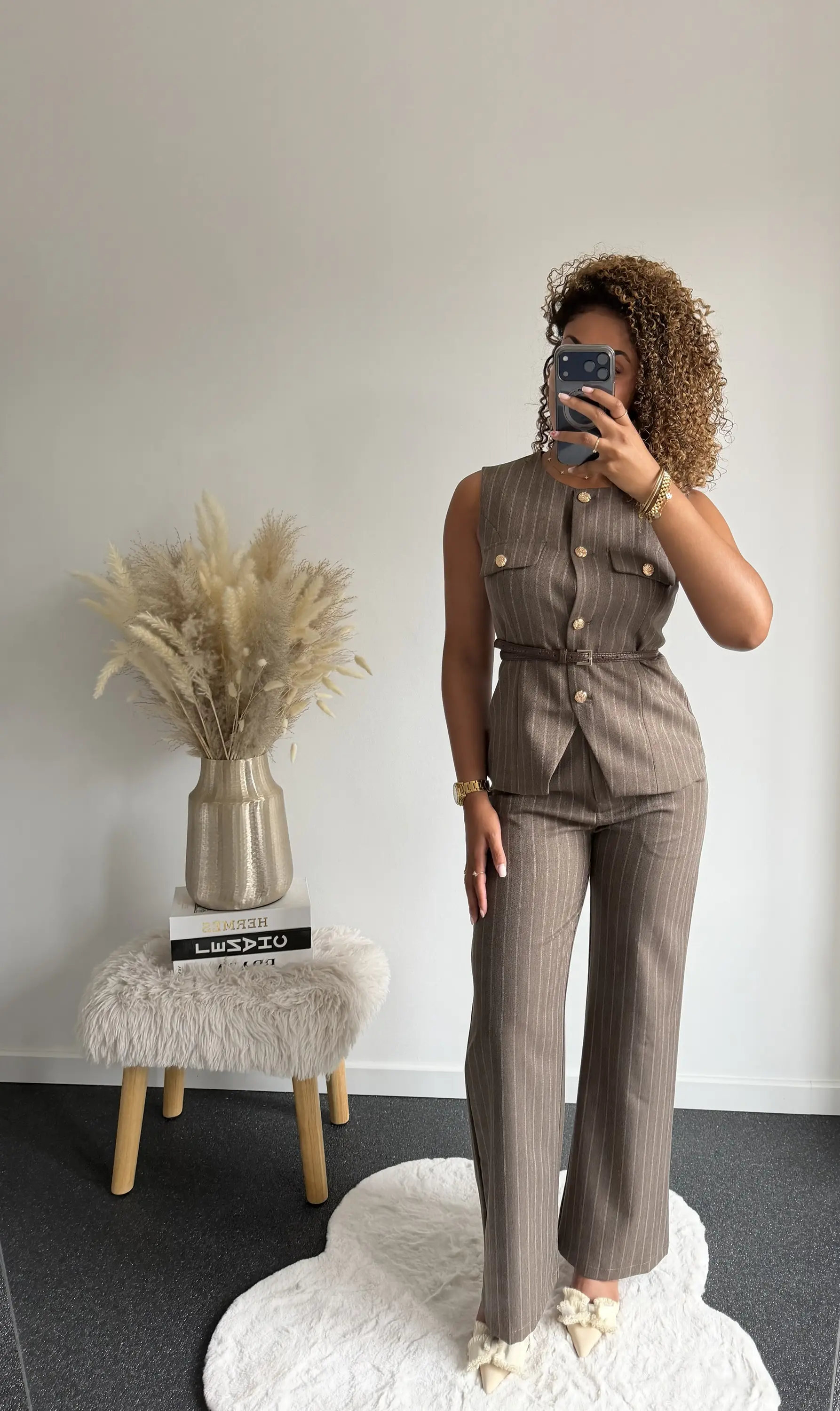 Mocha Pinstripe Vest - Afbeelding 2