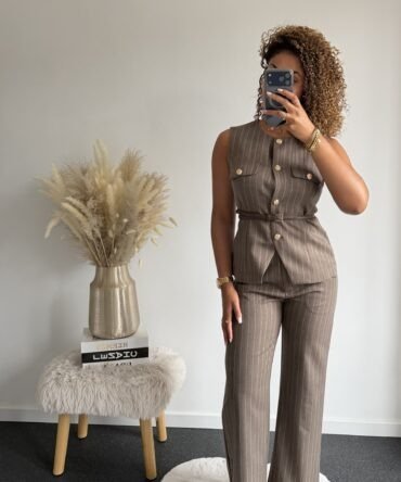 Mocha Pinstripe Pants