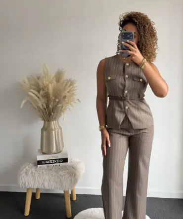 Mocha Pinstripe Pants