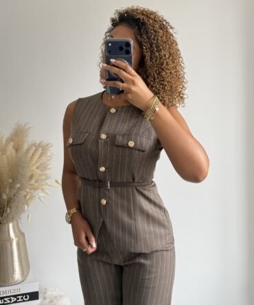 Mocha Pinstripe Vest