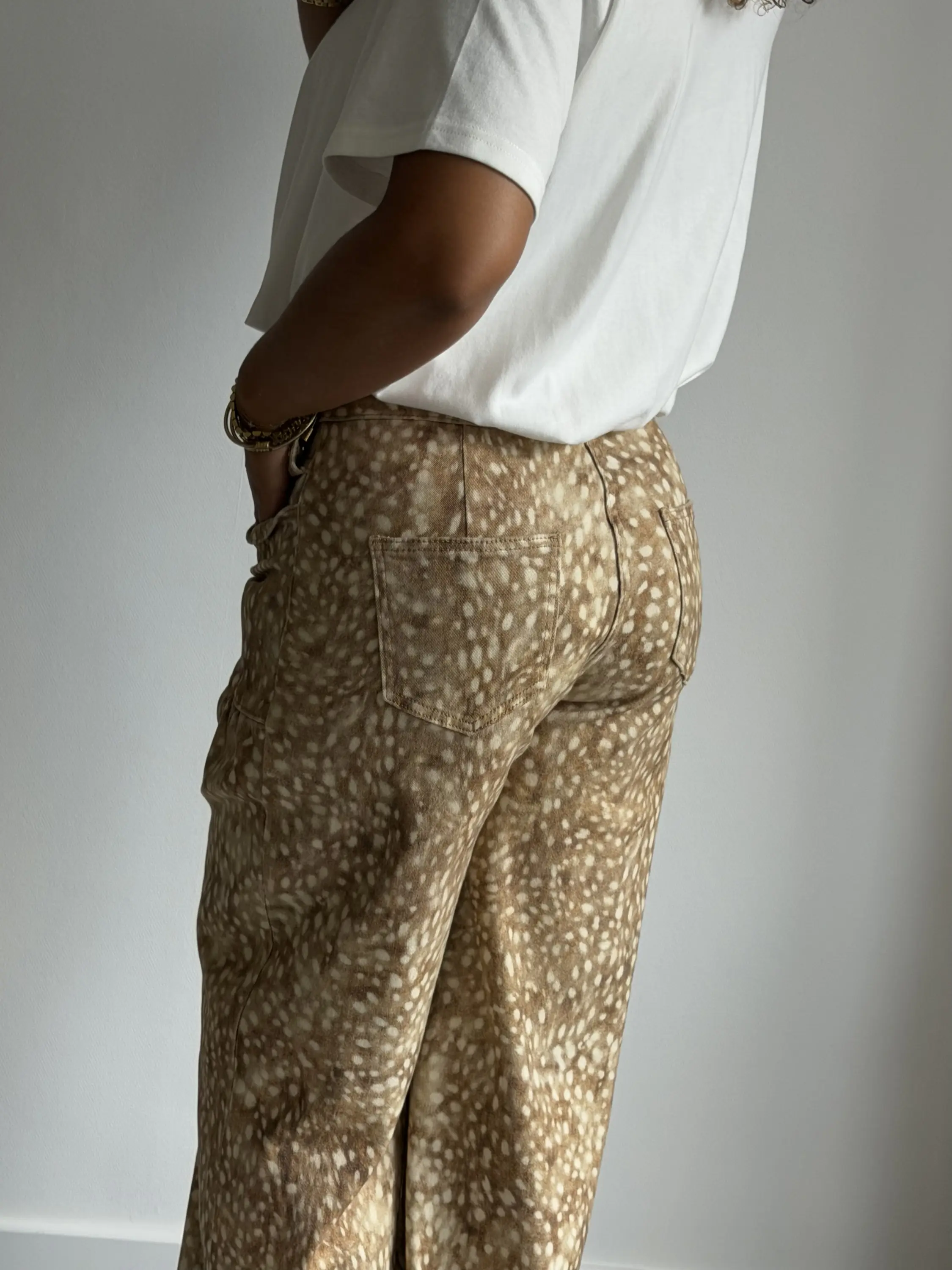 Beige Bambi Print Cargo Jeans - Afbeelding 3