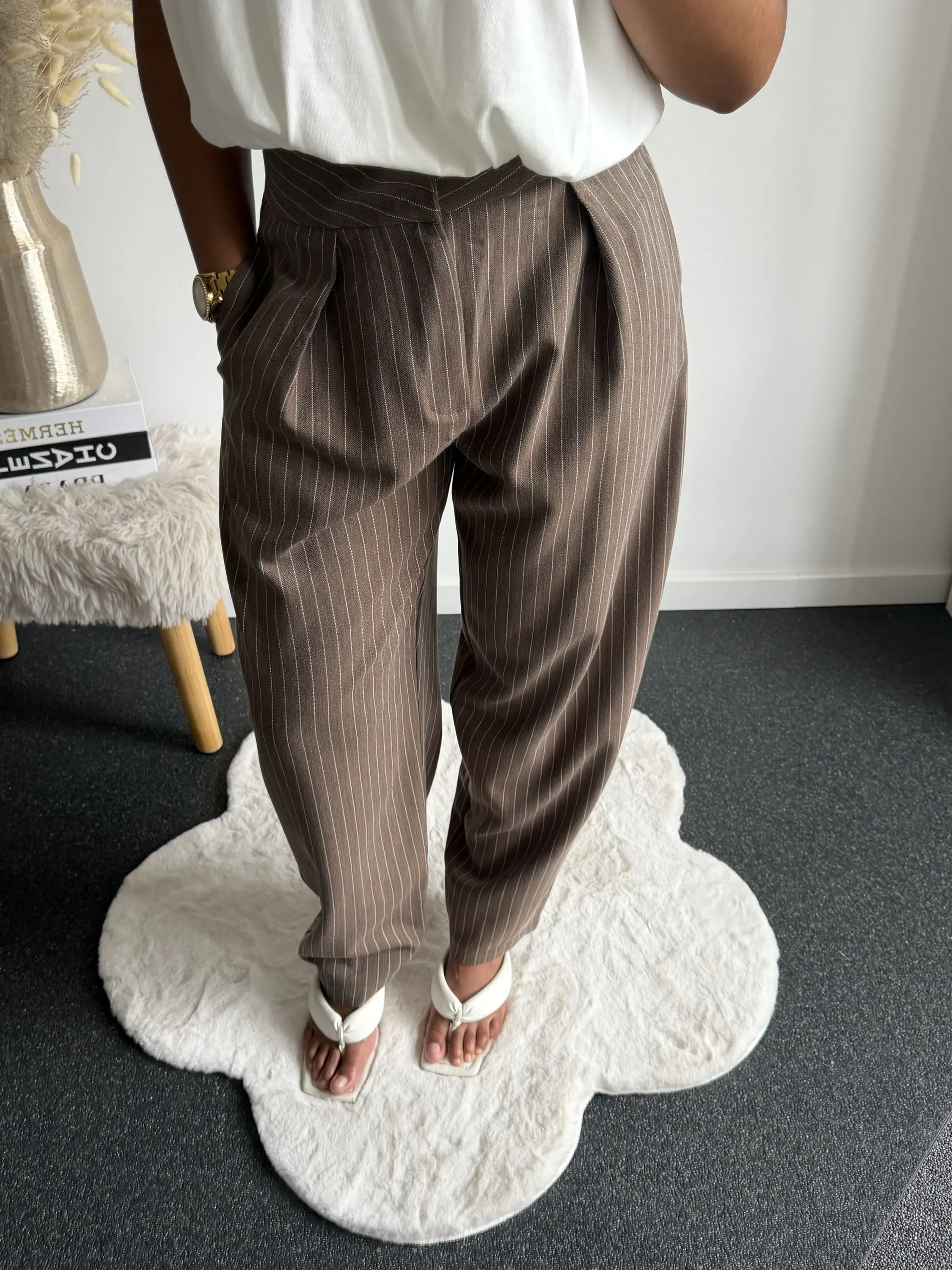 Brown Striped Balloon Trousers - Afbeelding 2