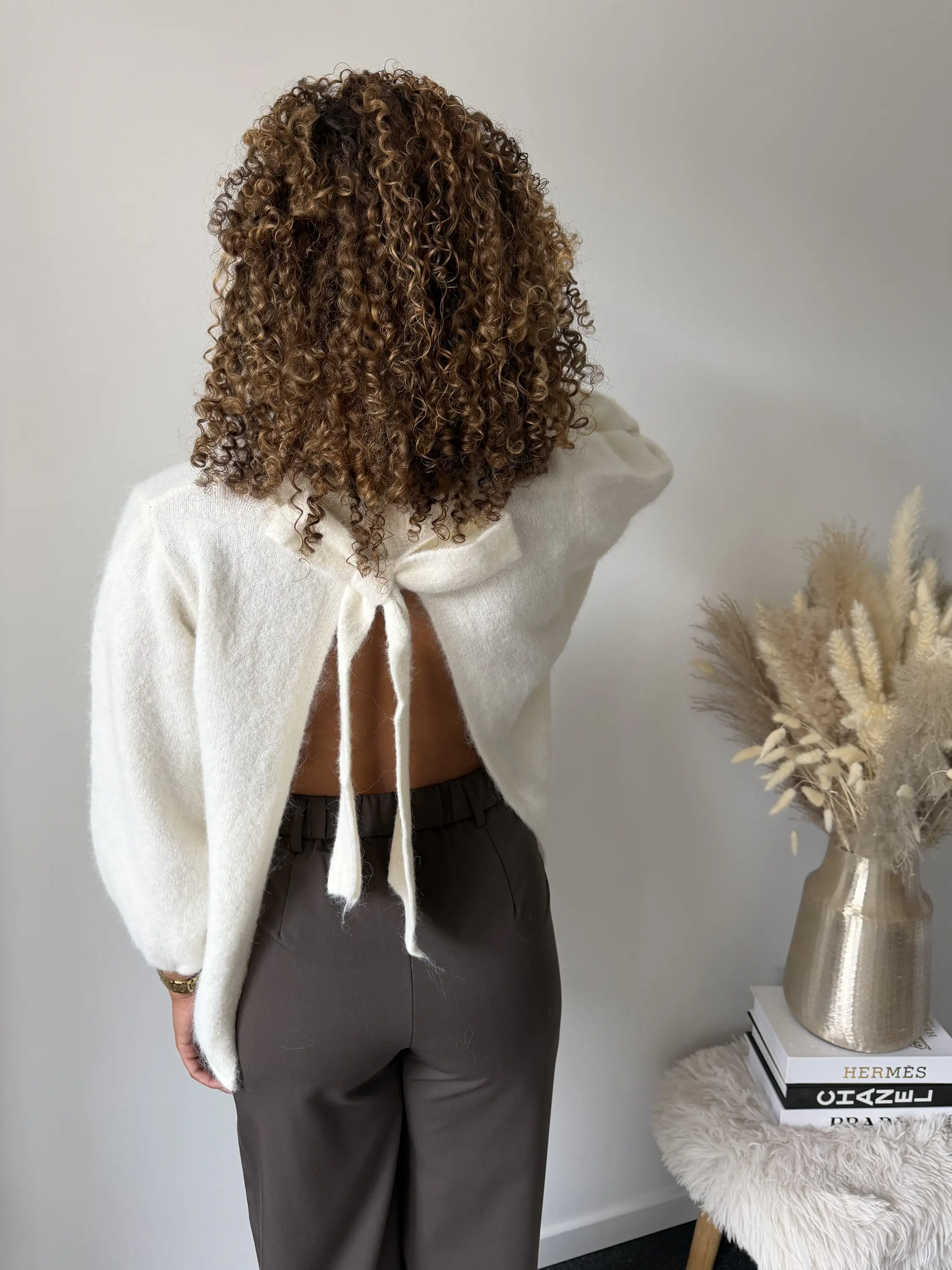Cream Open Back Bow Knit - Afbeelding 3