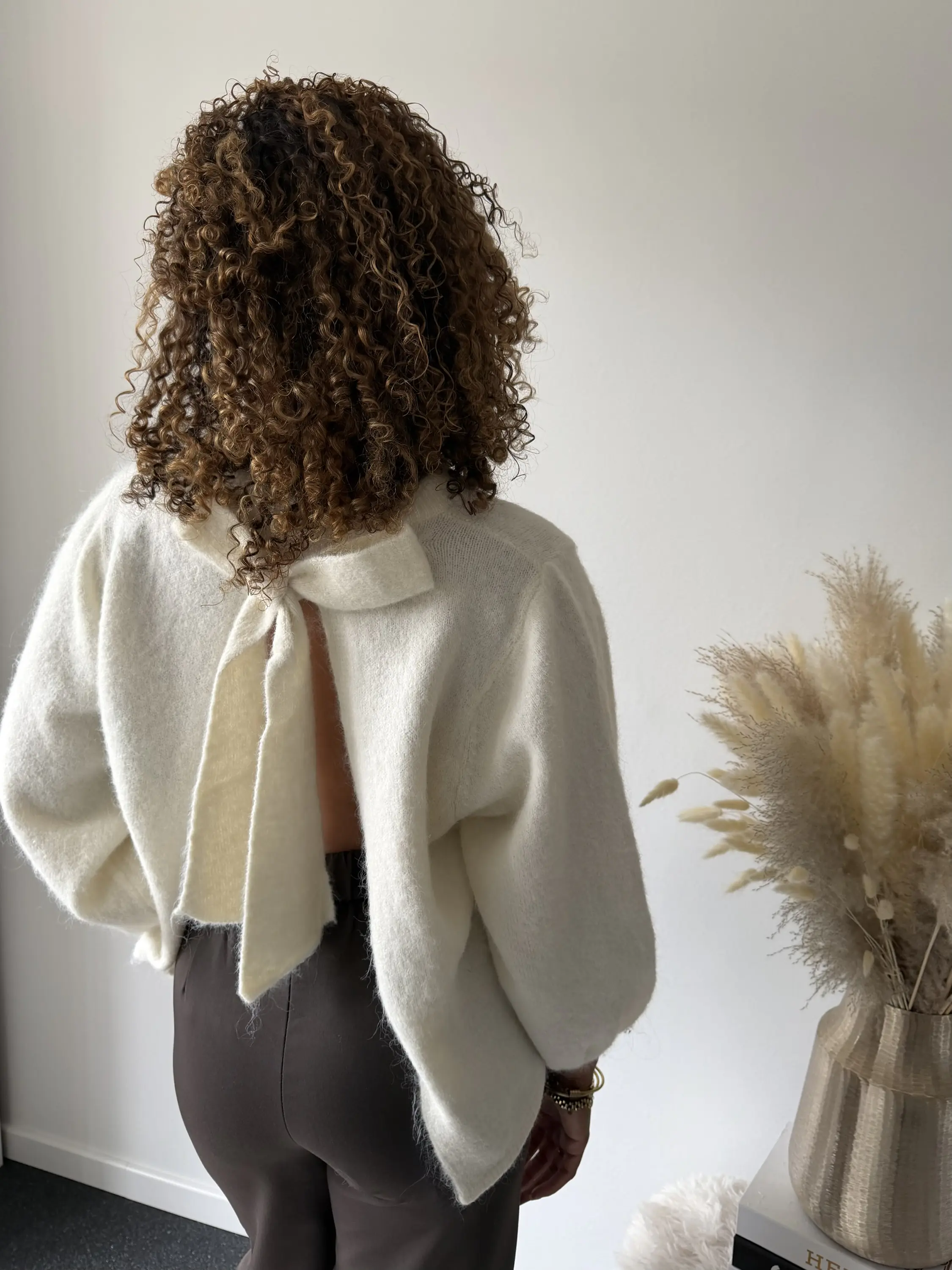 Cream Open Back Bow Knit
