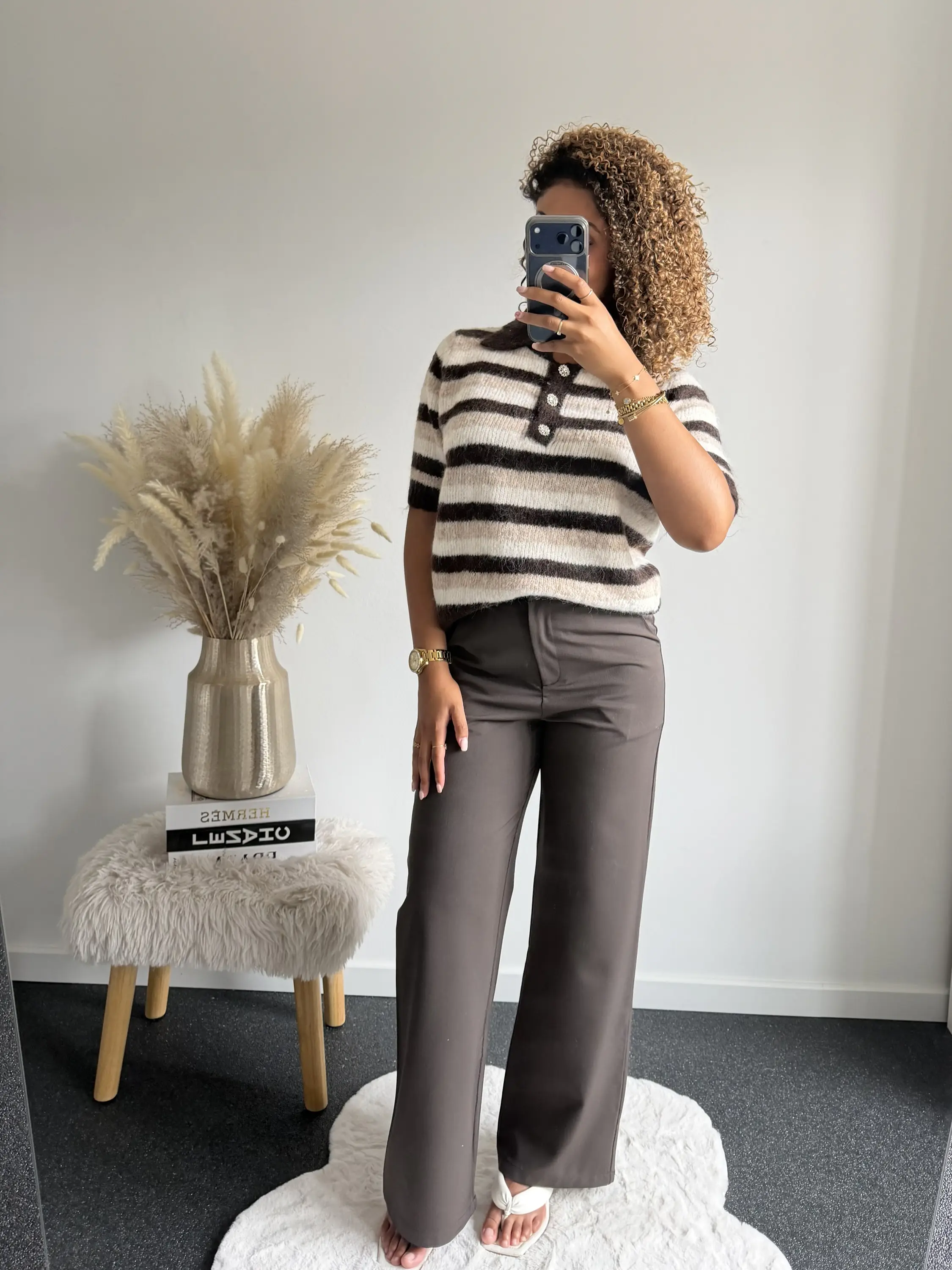 Brown Tailored Straight Leg Trousers