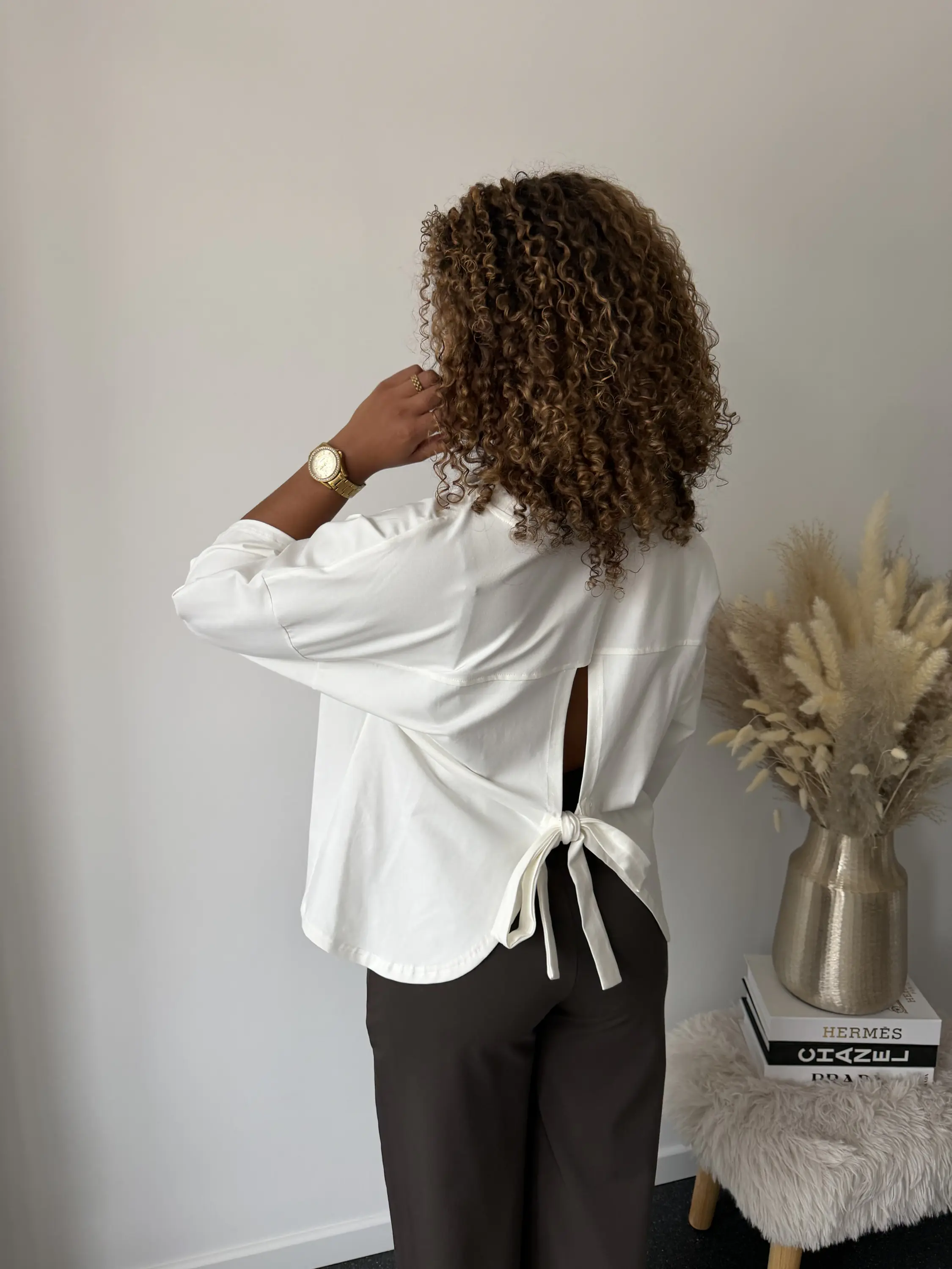 White Oversized Tie Back T-Shirt - Afbeelding 3
