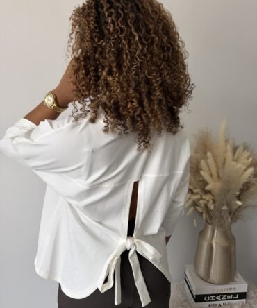 White Oversized Tie Back T-Shirt