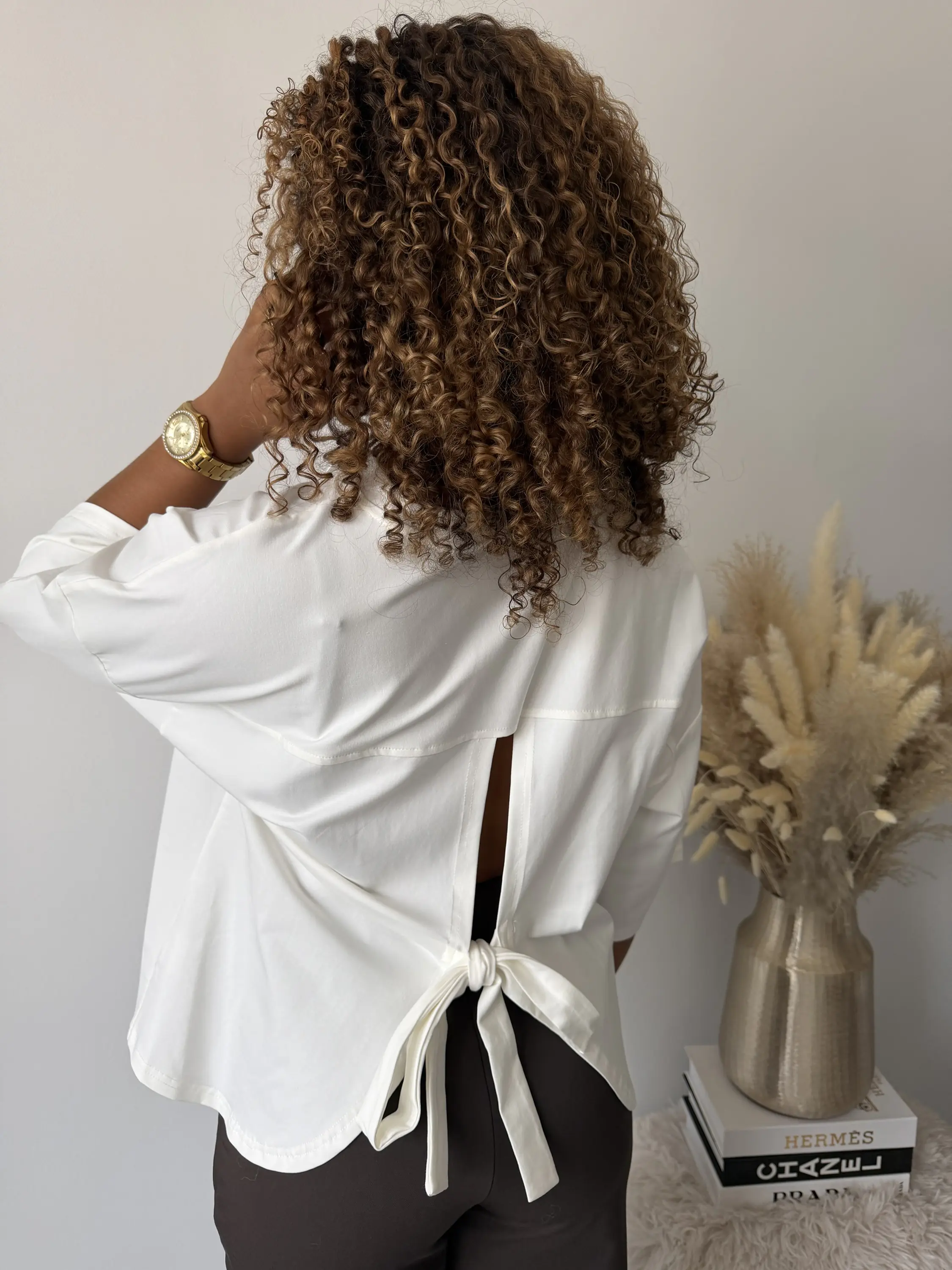 White Oversized Tie Back T-Shirt