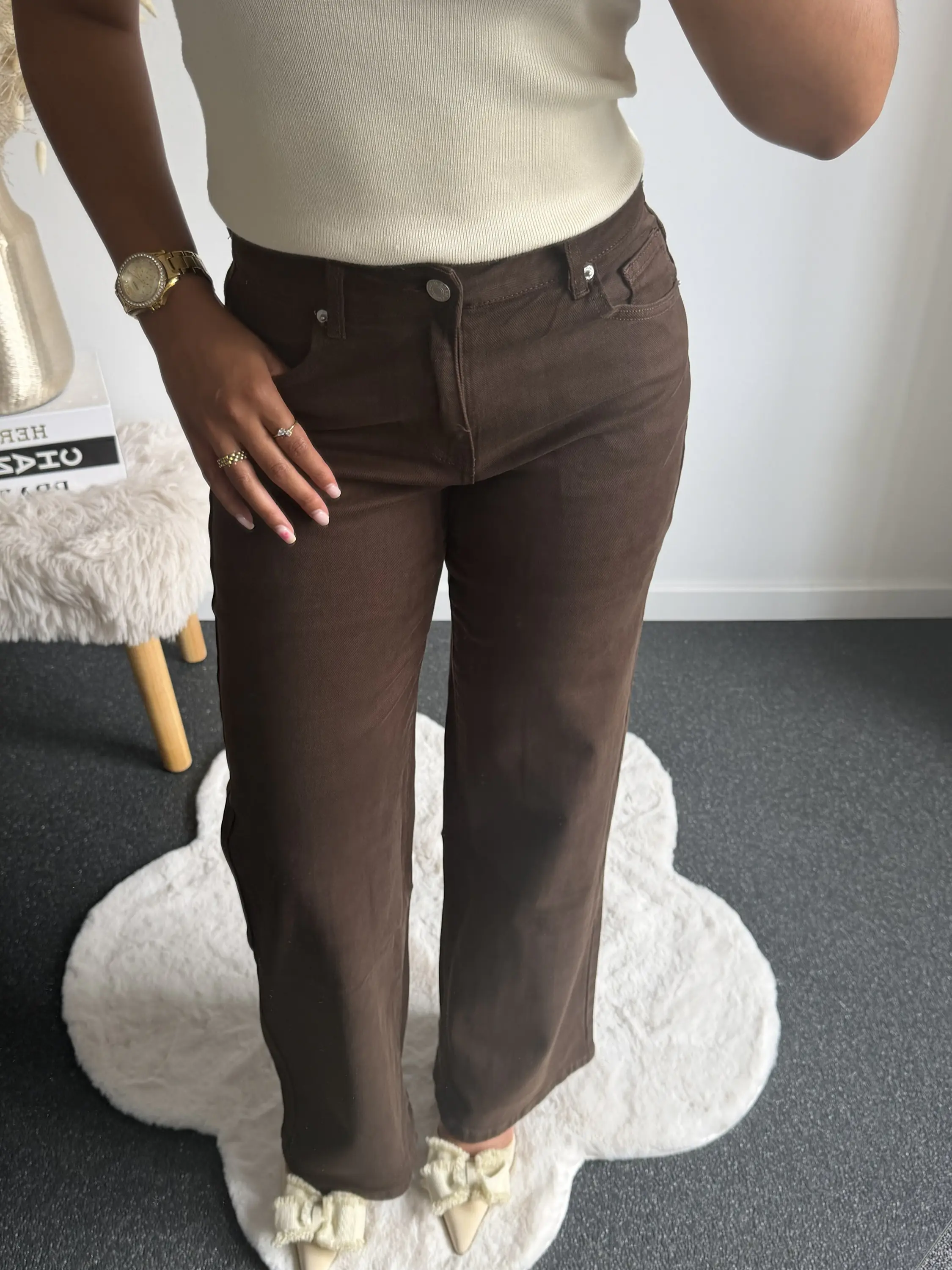 Brown Straight Leg Jeans