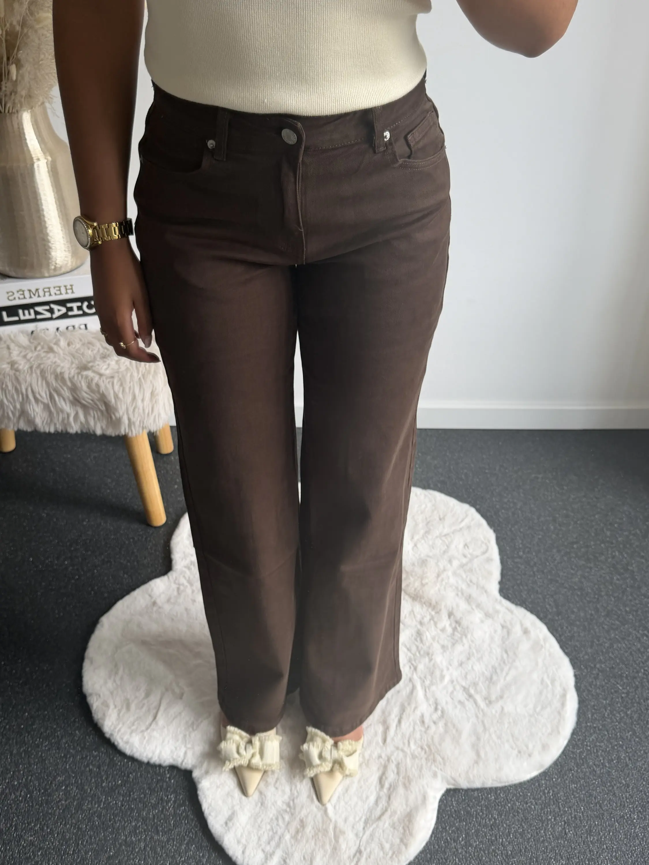 Brown Straight Leg Jeans - Afbeelding 3