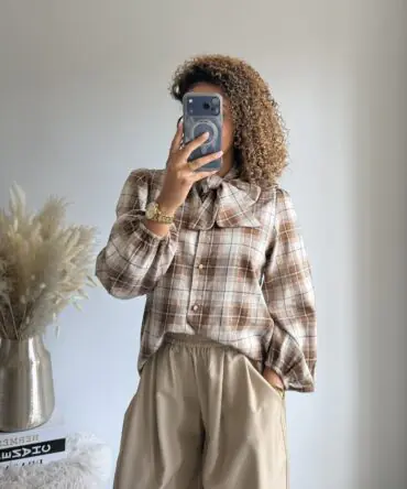Checked Bow Tie Blouse