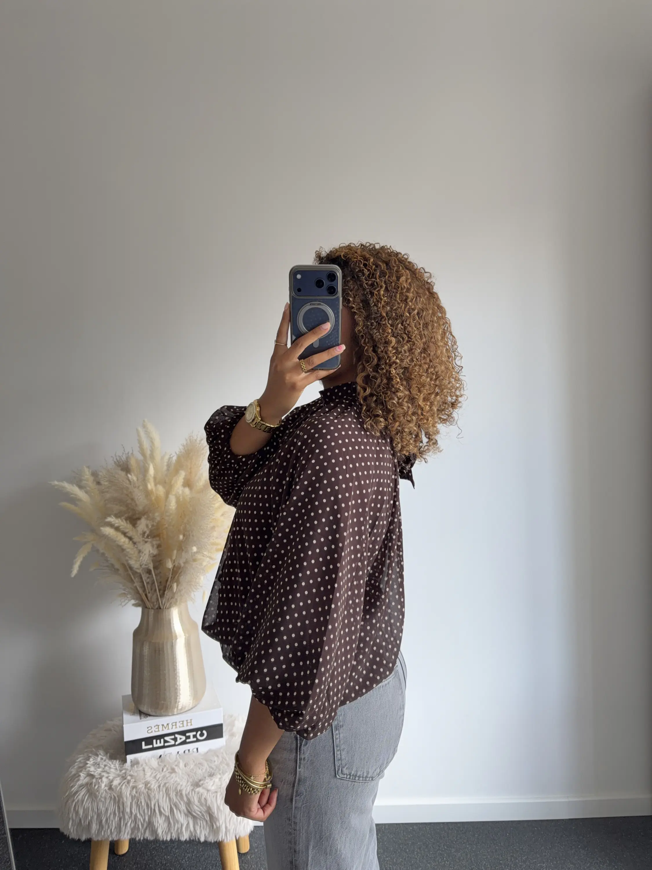 Polka Dot Balloon Sleeve Blouse - Afbeelding 3
