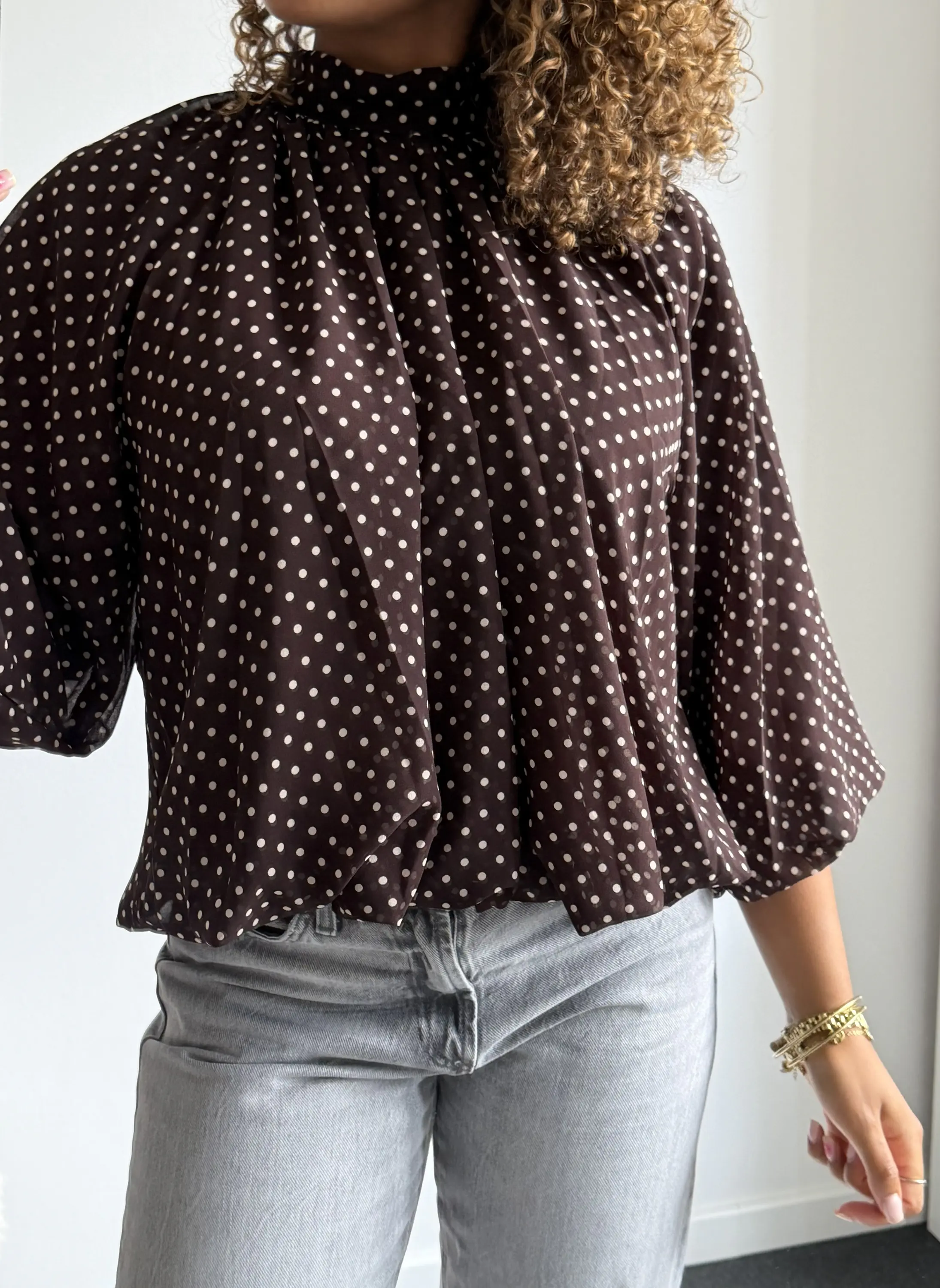 Polka Dot Balloon Sleeve Blouse - Afbeelding 2